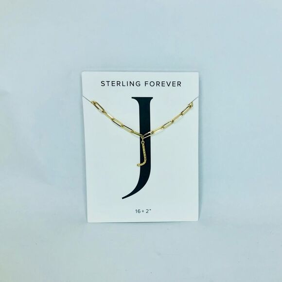 NEW Sterling Forever 14K Goldtone Braided J Initital Pendant Necklace - Picture 5 of 10